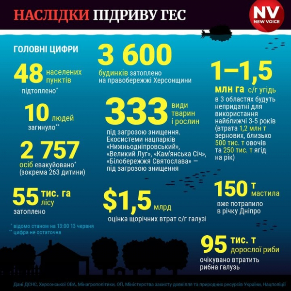 Збитки екології від підриву росіянами Каховської ГЕС перевищують 1,5 млрд доларів&nbsp;&mdash; Шмигаль